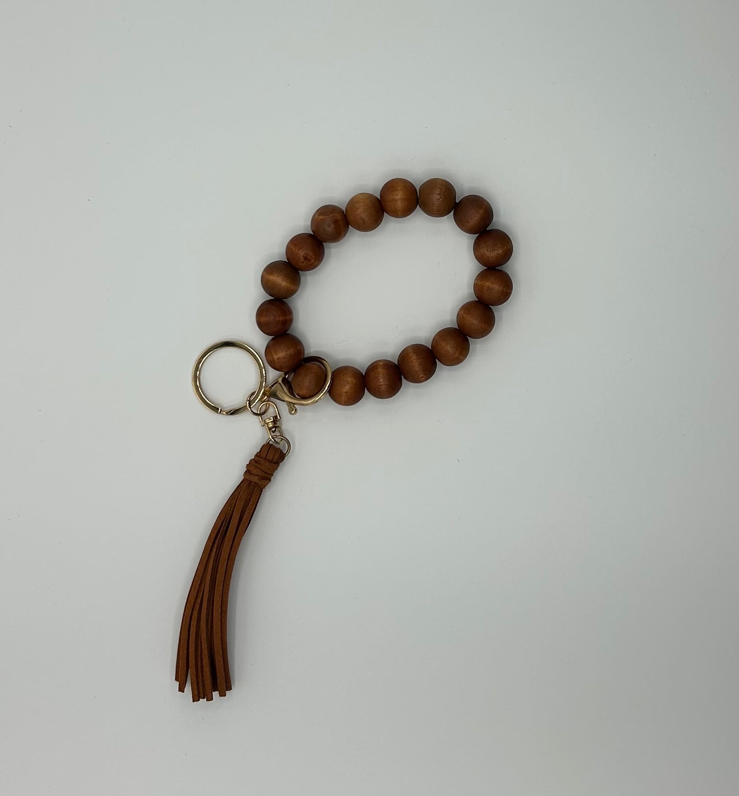 Stretch Wood Beaded Keychain