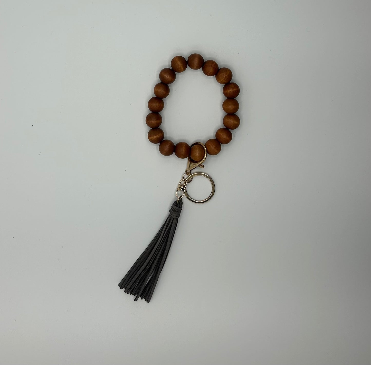 Stretch Wood Beaded Keychain