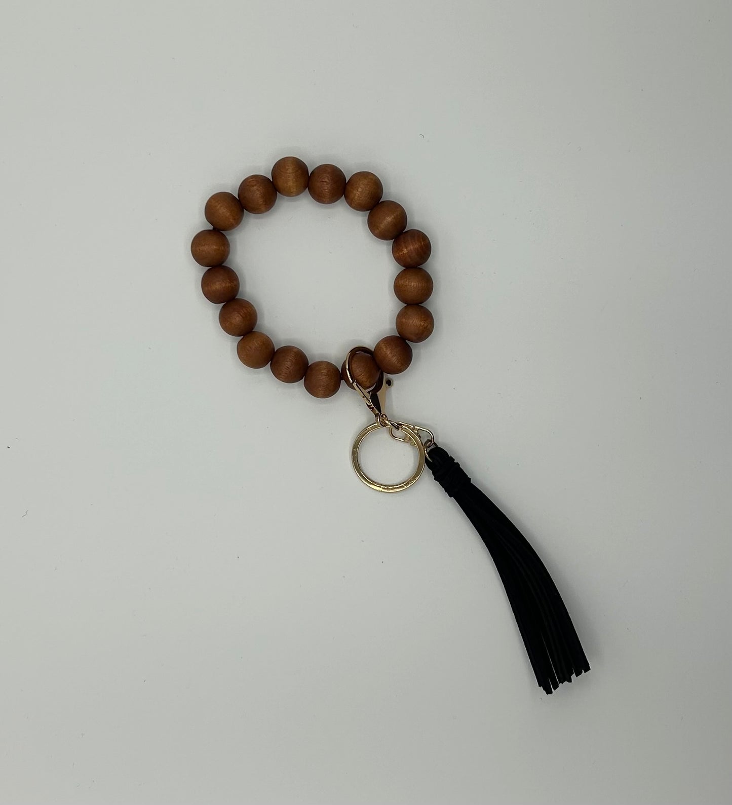 Stretch Wood Beaded Keychain