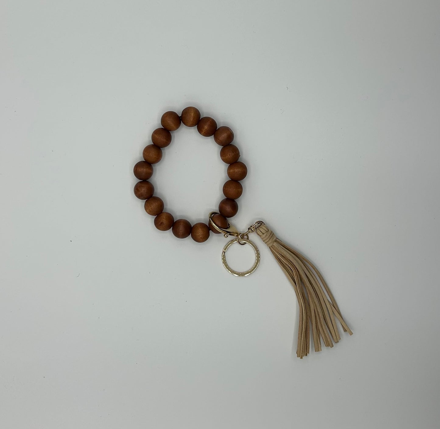 Stretch Wood Beaded Keychain